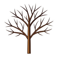 Obraz premium Stylized bare tree with brown trunk and branches on white background