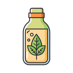 Green leaf infused natural liquid in a glass bottle