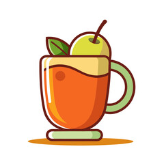 Stylized illustration of a refreshing apple juice drink in a glass