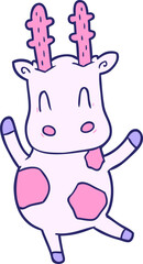 cute cartoon giraffe in bright neon color