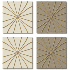 Decorative panels featuring radiating line pattern on square tiles offer an elegant and modern design element for backgrounds.