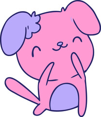 cartoon illustration kawaii of a cute dog in bright neon color