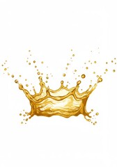 Golden Liquid Splash Crown - A vibrant of a golden liquid creating a crown-like splash against a white background. Perfect for beverage or food related projects