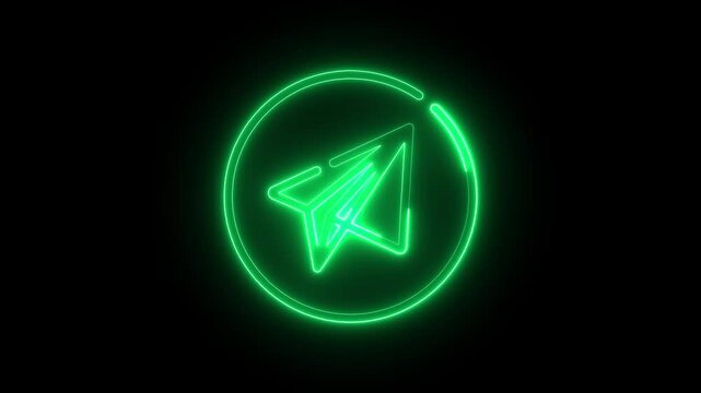 Glowing blue neon play button icon for media and web use