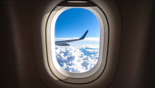 Fototapeta Airplane window view of clouds (1)