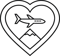 love travel icon, romantic trip and vacation vector symbol