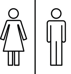 restroom gender icon, male and female toilet symbol vector