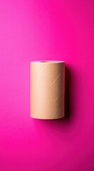 Brown Kraft Paper Tape Roll on a Pink Background Ideal for Crafting and Packaging Projects with a Versatile Uses