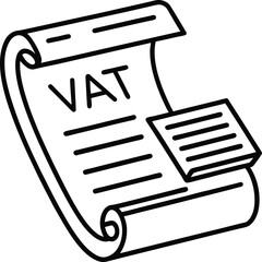 vat document icon, line art tax and invoice vector symbol