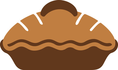 Delicious brown color pie slices vector illustration.