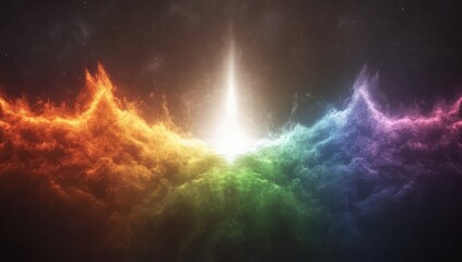 Rainbow nebula with bright central light