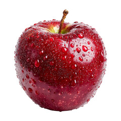 Fresh Red Apple with Water Droplets on Surface, Close-Up View