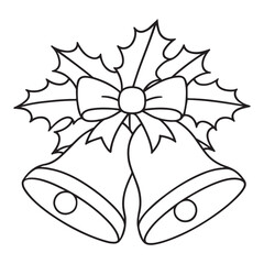 Festive Black and White Christmas Bells with Holly