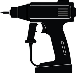 modern electric nail gun in black silhouette vector