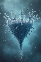 Unique visual representation of a virus structure illustrating its complex design amidst a cosmic background