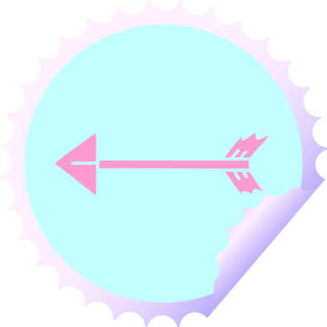 Naklejki circular peeling sticker quirky cartoon arrow in bright neon color