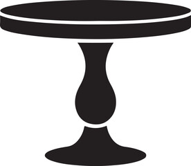 Elegant Round Table Black Silhouette Isolated on White Background silhouette
