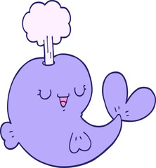 cartoon whale in bright neon color