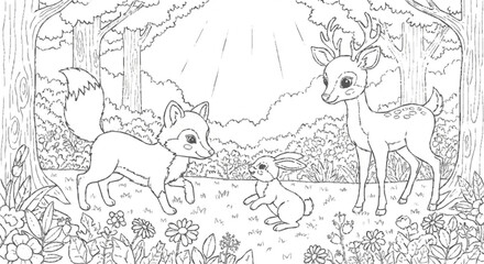 Fototapeta premium “Happy Animals to Color”generative ai