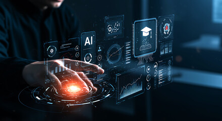 Futuristic digital interface with glowing elements