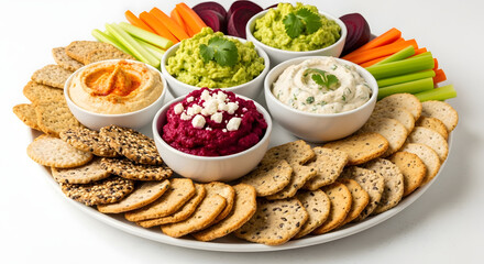 Colorful Vegetable Dips with Crackers