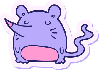 sticker of a cartoon mouse in bright neon color