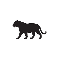 Tiger silhouette vector flat illustration design On White Back ground