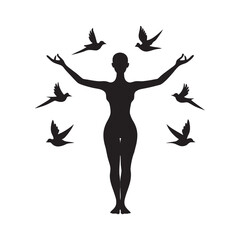 Woman Practicing Tree Pose In Nature