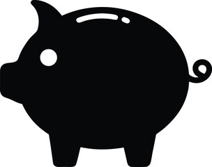 Piggy Bank Icon Silhouette  Vector Illustration On White Background