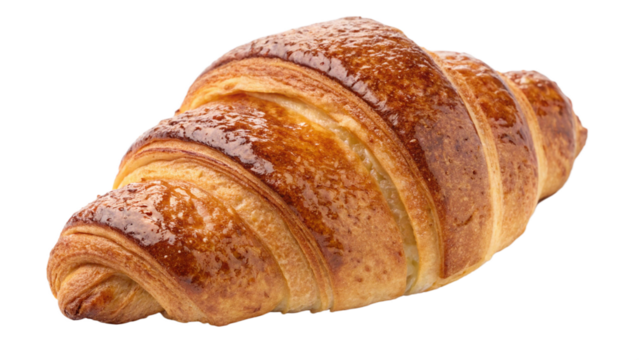 Delicious golden brown croissant close up for breakfast pastry food photography and bakery product image use