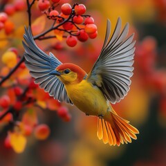 a bright bird in flight