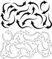 Collection of black and white arrow illustrations for design and presentation