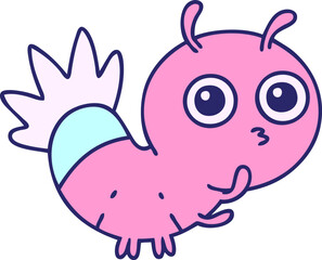 cartoon of a cute glow bug in bright neon color