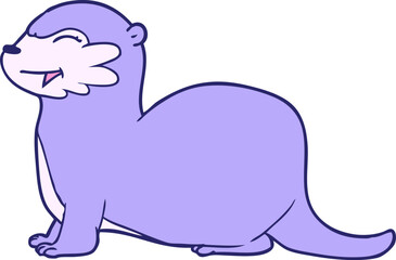laughing otter cartoon in bright neon color