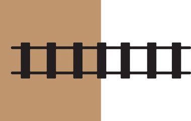 Black railroad tracks illustration with brown and white background for transportation concepts