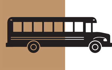 Classic school bus silhouette against beige and white background suitable for educational purposes