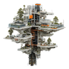 Fototapeta premium Futuristic Architectural Design with Green Spaces and Modern Elements