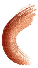 a single flowing organic curved brush stroke in warm terracotta on white background