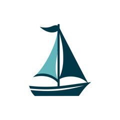 A serene sailboat gliding across calm waters with a clear sky and distant land in the background