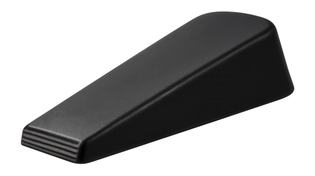 A large, heavy-duty rubber door stopper suitable for use in a home office where doors are frequently propped open.