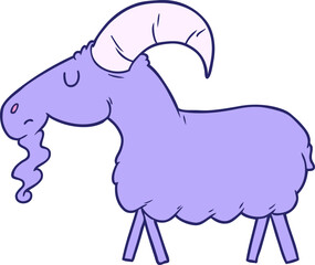 cartoon goat in bright neon color