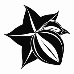 black silhouette logo of a Starfruit (Carambola) white background.