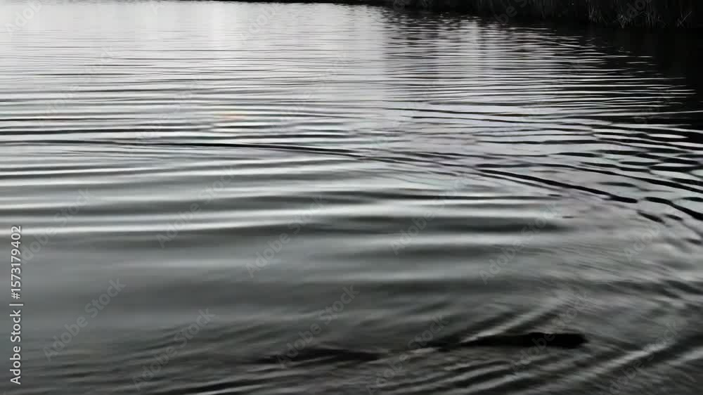 Poster water ripples create abstract dark texture pattern on the lake surface.
