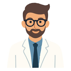 Funny cartoon doctor in a suit with a stethoscope and glasses, a smiling businessman character