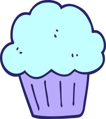 cartoon  muffin in bright neon color