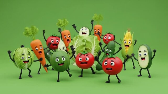 Cartoon vegetables celebrating