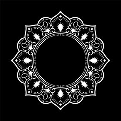 Frame in eastern tradition. Stylized with henna tattoos decorative pattern for decorating covers for book, notebook, casket, magazine, postcard and folder. Flower border in mehndi style.