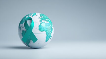 Teal Ribbon Globe: Awareness, Ovarian Cancer, Advocacy