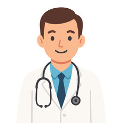 Portrait of a Confident Doctor Wearing a White Coat and Stethoscope Smiling at the Camera