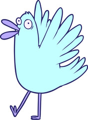 cartoon squawking bird in bright neon color